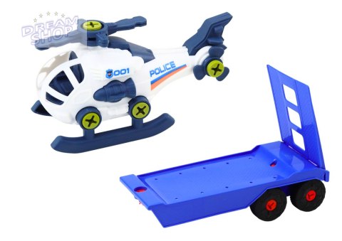 Zestaw Nowoczesne Auto z Helikopterem i Lawetą Do Rozkręcania DIY Niebieski Zestaw Nowoczesne Auto z Helikopterem i Lawetą Do Rozkręcania DIY Niebieski