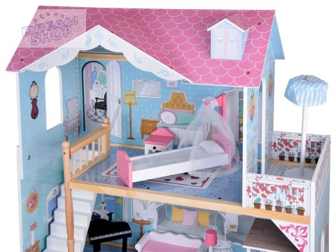 Duży Drewniany Domek dla lalek + drewniane mebelki Pastelowe kolory ZA5457 Duży Drewniany Domek dla lalek + drewniane mebelki Pastelowe kolory ZA5457