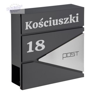 Skrzynka na listy BORIS antracyt z napisem
