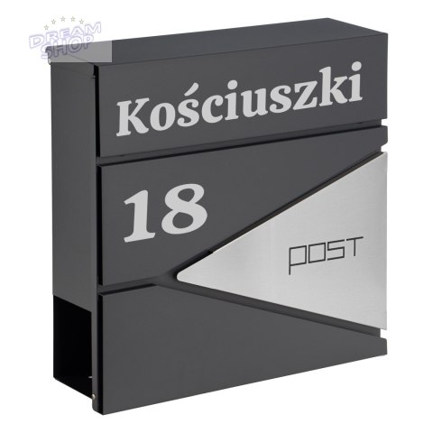 Skrzynka na listy BORIS antracyt z napisem Skrzynka na listy BORIS antracyt z napisem