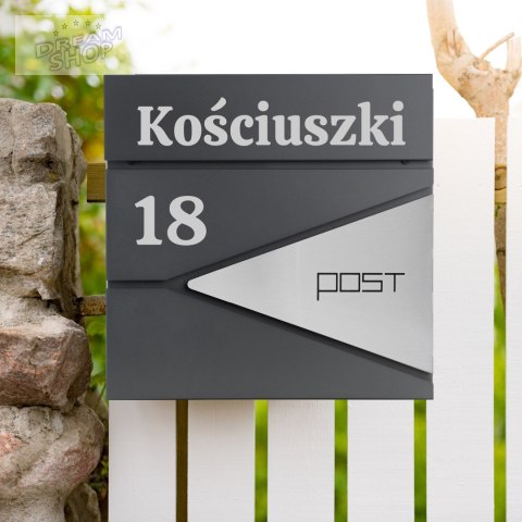 Skrzynka na listy BORIS antracyt z napisem Skrzynka na listy BORIS antracyt z napisem