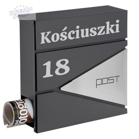 Skrzynka na listy BORIS antracyt z napisem Skrzynka na listy BORIS antracyt z napisem