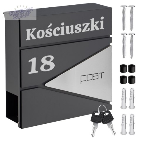 Skrzynka na listy BORIS antracyt z napisem Skrzynka na listy BORIS antracyt z napisem
