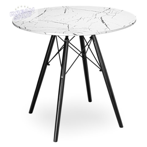 Stół nowoczesny okrągły Paris Black 80 cm MARMUR biały Stół nowoczesny okrągły Paris Black 80 cm MARMUR biały