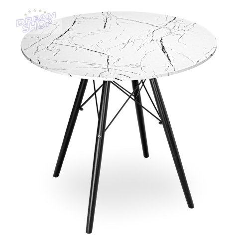 Stół nowoczesny okrągły Paris Black 80 cm MARMUR biały Stół nowoczesny okrągły Paris Black 80 cm MARMUR biały