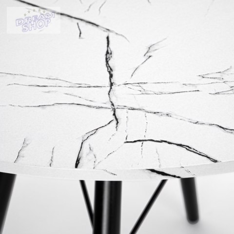 Stół nowoczesny okrągły Paris Black 80 cm MARMUR biały Stół nowoczesny okrągły Paris Black 80 cm MARMUR biały