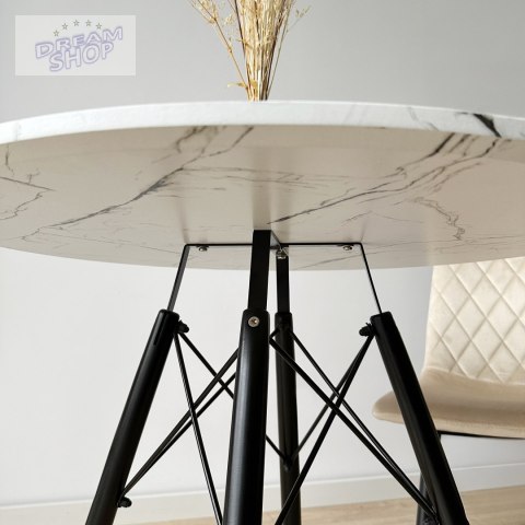 Stół nowoczesny okrągły Paris Black 80 cm MARMUR biały Stół nowoczesny okrągły Paris Black 80 cm MARMUR biały