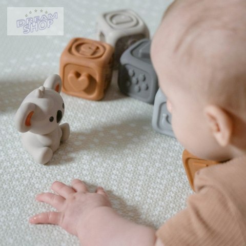 WOOPIE BABY Zestaw Edukacyjna Piramdka Klocki Sensoryczne 2w1 Gryzak Cyferki