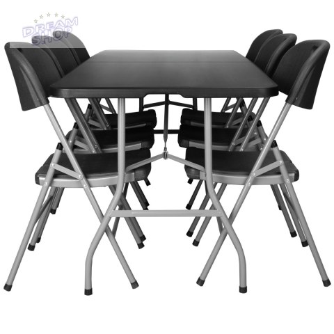 Zestaw cateringowy FETA BLACK 180 cm + 6 krzeseł BLACK Zestaw cateringowy FETA BLACK 180 cm + 6 krzeseł BLACK