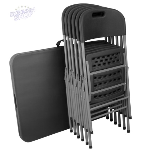 Zestaw cateringowy FETA BLACK 180 cm + 6 krzeseł BLACK Zestaw cateringowy FETA BLACK 180 cm + 6 krzeseł BLACK
