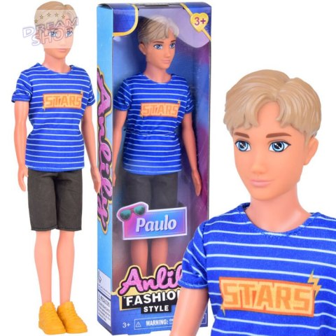 Anlily Lalka stylowy chłopak Paulo w spodenkach i koszulce w paski ZA5416 Anlily Lalka stylowy chłopak Paulo w spodenkach i koszulce w paski ZA5416