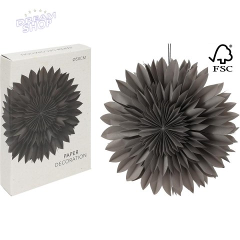 GWIAZDA DEKORACYJNA WISZĄCA PAPIEROWA 3D 50CM SZARA