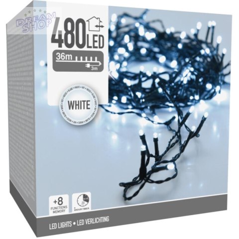 LAMPKI CHOINKOWE ŁAŃCUCH ŚWIETLNY 480 LED TIMER ZIMNY BIAŁY LAMPKI CHOINKOWE ŁAŃCUCH ŚWIETLNY 480 LED TIMER ZIMNY BIAŁY