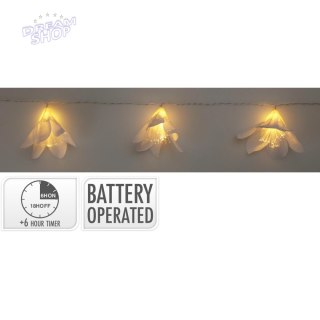 LAMPKI DRUCIKI NA BATERIE GIRLANDA 20 LED KWIATY CIEPŁY BIAŁY