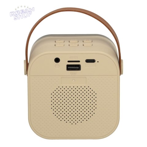 Zestaw do karaoke 2 mikrofony + głośnik przenośny BLUETOOTH USB LED beżowy Zestaw do karaoke 2 mikrofony + głośnik przenośny BLUETOOTH USB LED beżowy