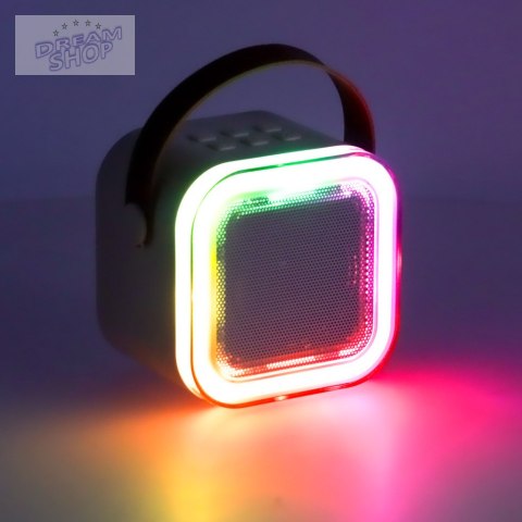 Zestaw do karaoke 2 mikrofony + głośnik przenośny BLUETOOTH USB LED beżowy Zestaw do karaoke 2 mikrofony + głośnik przenośny BLUETOOTH USB LED beżowy