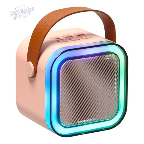 Zestaw do karaoke mikrofon + głośnik przenośny BLUETOOTH USB LED różowy Zestaw do karaoke mikrofon + głośnik przenośny BLUETOOTH USB LED różowy