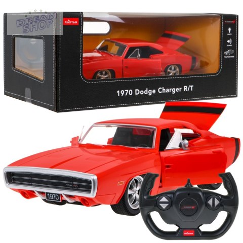 1970 Dodge Charger RT czerwony RASTAR model 1:16 Zdalnie sterowane auto + Pilot 1970 Dodge Charger RT czerwony RASTAR model 1:16 Zdalnie sterowane auto + Pilot
