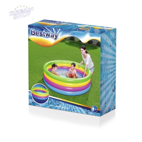 Basen dmuchany 4 pierścienie Brodzik dla dzieci 157x46cm Tęcza BESTWAY + Łatka naprawcza Basen dmuchany 4 pierścienie Brodzik dla dzieci 157x46cm Tęcza BESTWAY + Łatka naprawcza