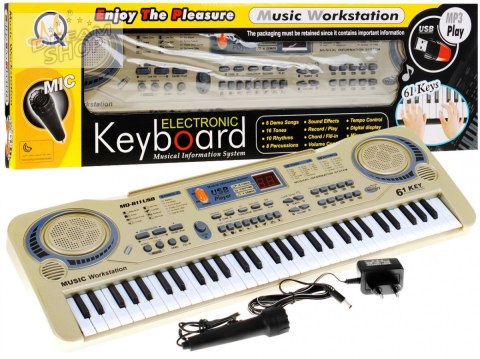 Beżowy Keyboard dla dzieci 5+ Mikrofon + Nagrywanie + USB MP3 - model nr 811 Beżowy Keyboard dla dzieci 5+ Mikrofon + Nagrywanie + USB MP3 - model nr 811
