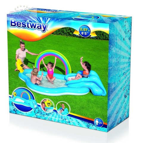 Dmuchany Plac zabaw do ogrodu Słoneczna Tęcza 257x145x91cm BESTWAY + Zjeżdżalnia Dmuchany Plac zabaw do ogrodu Słoneczna Tęcza 257x145x91cm BESTWAY + Zjeżdżalnia