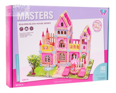 Drewniany Domek Księżniczek z Klocków 183 el. dla dzieci 3+ Elementy konstrukcyjne + 2 Figurki Księżniczek + Akcesoria Drewniany Domek Księżniczek z Klocków 183 el. dla dzieci 3+ Elementy konstrukcyjne + 2 Figurki Księżniczek + Akcesoria