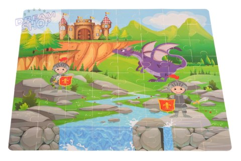 Drewniany zestaw Klocków Zamek z Rycerzami dla dzieci 3+ Drewniane Figurki + Sorter kształtów + Mata z puzzli + Gra Chinczyk Drewniany zestaw Klocków Zamek z Rycerzami dla dzieci 3+ Drewniane Figurki + Sorter kształtów + Mata z puzzli + Gra Chinczyk