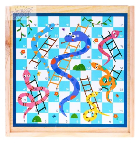Drewniany zestaw gier planszowych 6w1 dla dzieci Trylma Węże i drabiny Szachy Chińczyk GO Drewniany zestaw gier planszowych 6w1 dla dzieci Trylma Węże i drabiny Szachy Chińczyk GO
