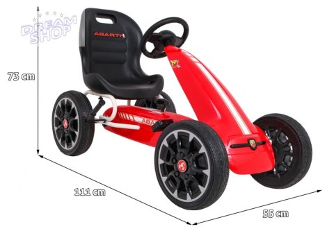 Gokart ABARTH na pedały dla dzieci Czerwony + Koła EVA + Hamulec ręczny + Wolny bieg Gokart ABARTH na pedały dla dzieci Czerwony + Koła EVA + Hamulec ręczny + Wolny bieg