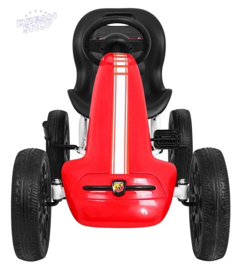 Gokart ABARTH na pedały dla dzieci Czerwony + Koła EVA + Hamulec ręczny + Wolny bieg Gokart ABARTH na pedały dla dzieci Czerwony + Koła EVA + Hamulec ręczny + Wolny bieg