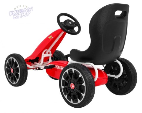 Gokart ABARTH na pedały dla dzieci Czerwony + Koła EVA + Hamulec ręczny + Wolny bieg Gokart ABARTH na pedały dla dzieci Czerwony + Koła EVA + Hamulec ręczny + Wolny bieg