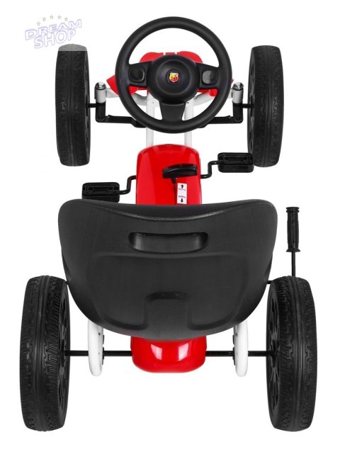 Gokart ABARTH na pedały dla dzieci Czerwony + Koła EVA + Hamulec ręczny + Wolny bieg Gokart ABARTH na pedały dla dzieci Czerwony + Koła EVA + Hamulec ręczny + Wolny bieg