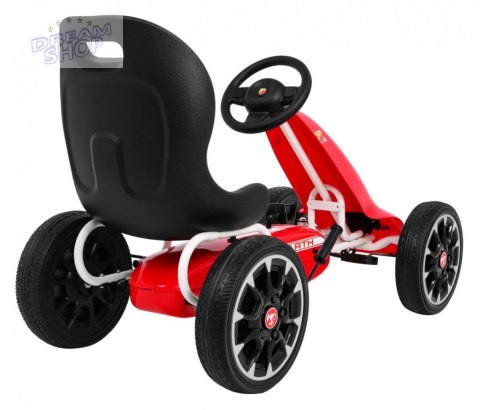 Gokart ABARTH na pedały dla dzieci Czerwony + Koła EVA + Hamulec ręczny + Wolny bieg Gokart ABARTH na pedały dla dzieci Czerwony + Koła EVA + Hamulec ręczny + Wolny bieg