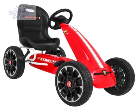 Gokart ABARTH na pedały dla dzieci Czerwony + Koła EVA + Hamulec ręczny + Wolny bieg Gokart ABARTH na pedały dla dzieci Czerwony + Koła EVA + Hamulec ręczny + Wolny bieg