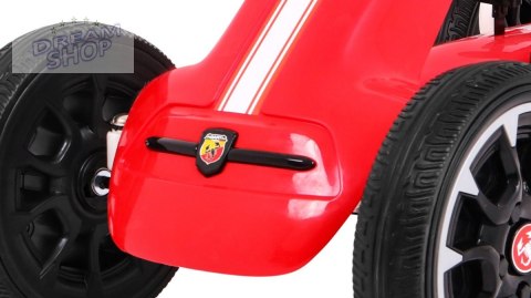 Gokart ABARTH na pedały dla dzieci Czerwony + Koła EVA + Hamulec ręczny + Wolny bieg Gokart ABARTH na pedały dla dzieci Czerwony + Koła EVA + Hamulec ręczny + Wolny bieg
