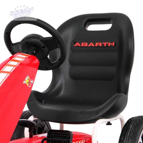 Gokart ABARTH na pedały dla dzieci Czerwony + Koła EVA + Hamulec ręczny + Wolny bieg Gokart ABARTH na pedały dla dzieci Czerwony + Koła EVA + Hamulec ręczny + Wolny bieg