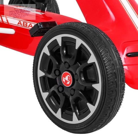Gokart ABARTH na pedały dla dzieci Czerwony + Koła EVA + Hamulec ręczny + Wolny bieg Gokart ABARTH na pedały dla dzieci Czerwony + Koła EVA + Hamulec ręczny + Wolny bieg
