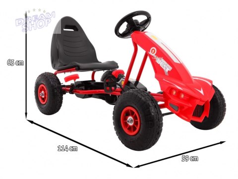 Gokart Champion na pedały dla dzieci 3+ Czerwony + Pompowane opony + Regulowane siedzisko + Ręczny hamulec Gokart Champion na pedały dla dzieci 3+ Czerwony + Pompowane opony + Regulowane siedzisko + Ręczny hamulec