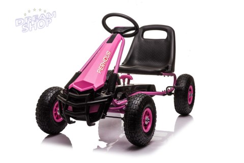 Gokart na Pedały AIR PerHour dla dzieci Różowy + Hamulec ręczny + Pompowane koła + Regulacja siedzenia Gokart na Pedały AIR PerHour dla dzieci Różowy + Hamulec ręczny + Pompowane koła + Regulacja siedzenia