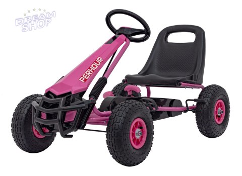 Gokart na Pedały AIR PerHour dla dzieci Różowy + Hamulec ręczny + Pompowane koła + Regulacja siedzenia Gokart na Pedały AIR PerHour dla dzieci Różowy + Hamulec ręczny + Pompowane koła + Regulacja siedzenia