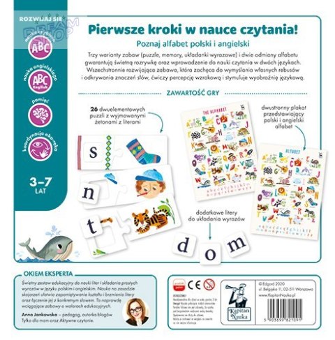 Gra edukacyjna "Alfabet na 3 sposoby" nauka Liter i Słów dla dzieci 3-7 lat Gra edukacyjna "Alfabet na 3 sposoby" nauka Liter i Słów dla dzieci 3-7 lat