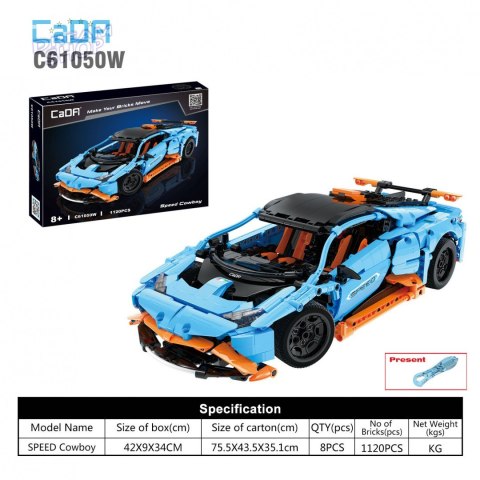 Klocki techniczne CaDA 1120 el. Wyścigówka Speed Cowboy dla dzieci 8+