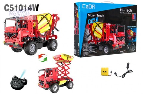 Klocki techniczne CaDA 814 el. Zdalnie sterowana Betoniarka + Podnośnik 2w1 dla dzieci 6+