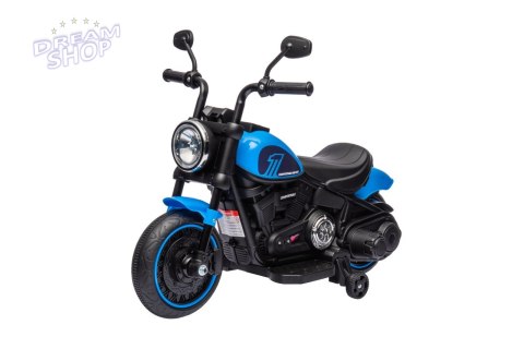 Motorek Chopper FASTER na akumulator dla dzieci Niebieski + Radio FM + Panel audio + LED Motorek Chopper FASTER na akumulator dla dzieci Niebieski + Radio FM + Panel audio + LED