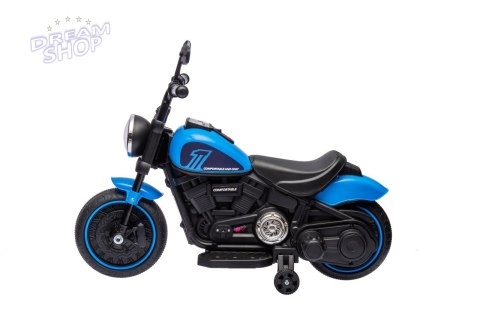 Motorek Chopper FASTER na akumulator dla dzieci Niebieski + Radio FM + Panel audio + LED Motorek Chopper FASTER na akumulator dla dzieci Niebieski + Radio FM + Panel audio + LED