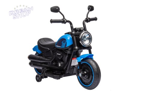 Motorek Chopper FASTER na akumulator dla dzieci Niebieski + Radio FM + Panel audio + LED Motorek Chopper FASTER na akumulator dla dzieci Niebieski + Radio FM + Panel audio + LED