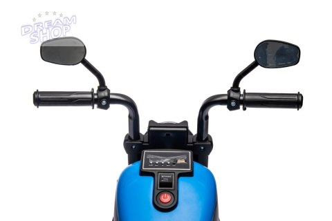 Motorek Chopper FASTER na akumulator dla dzieci Niebieski + Radio FM + Panel audio + LED Motorek Chopper FASTER na akumulator dla dzieci Niebieski + Radio FM + Panel audio + LED