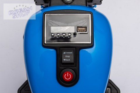 Motorek Chopper FASTER na akumulator dla dzieci Niebieski + Radio FM + Panel audio + LED Motorek Chopper FASTER na akumulator dla dzieci Niebieski + Radio FM + Panel audio + LED