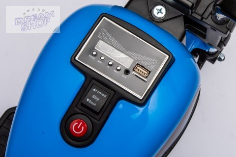 Motorek Chopper FASTER na akumulator dla dzieci Niebieski + Radio FM + Panel audio + LED Motorek Chopper FASTER na akumulator dla dzieci Niebieski + Radio FM + Panel audio + LED