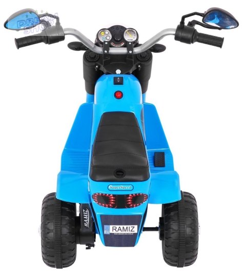 Motorek MiniBike na akumulator dla dzieci Niebieski + Dźwięki + Światła LED + Ekoskóra Motorek MiniBike na akumulator dla dzieci Niebieski + Dźwięki + Światła LED + Ekoskóra